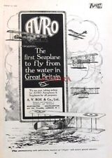 AVRO Seaplane Flying Boats 1919 Advert Print - Original Antique Aero Ad