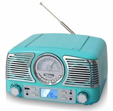 TechPlay QT62BT TR Retro Compact Stereo Bluetooth CD AM FM Radio "Turquoise "