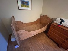 Pair of Single Antique Pine Sleigh Beds Vintage