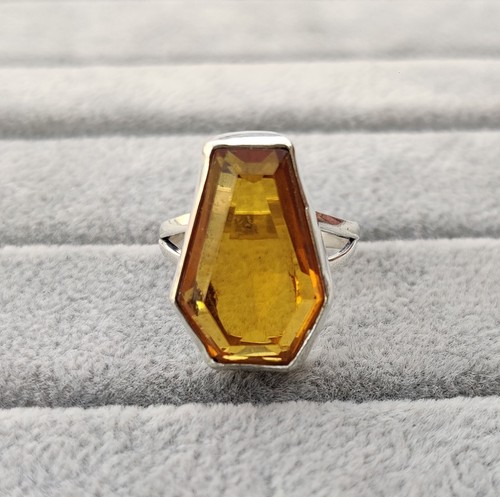 Citrine coffin ring - ring, 925