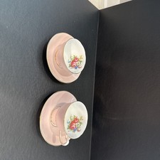 Vintage Salisbury Teacup&Saucers set of2 Roses #2063Fine Bone China England pink
