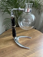 Vintage Cona coffee maker with Pyrex glass and chrome stand. Early Paris Vintage