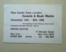 PRINTED MATTER - CORACLE PRESS