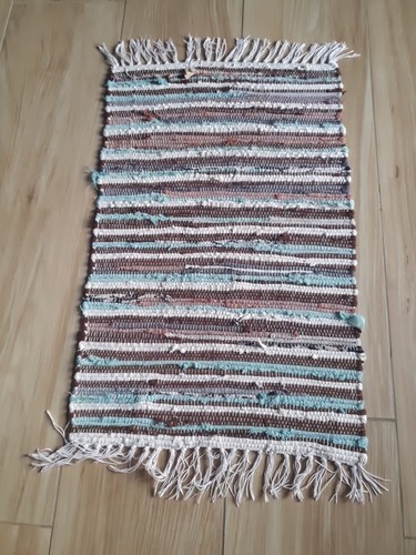 Blue and brown striped chindi - brown,
