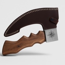 Hand Forged  steel piza cutter axe   Best Gift . With Leather Sheath .