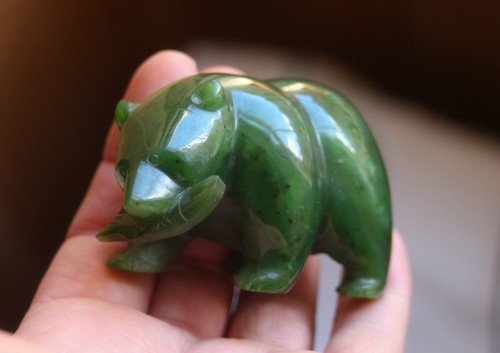 Vintage nephrite jade bear - vintage,