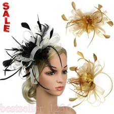 Women Fascinators Hats Cocktail Tea Party Hat Headband Flower Feather Hair Clip
