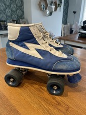 Retro Vintage Quad Roller Skates Men's Size UK 7 Blue white 