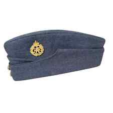 British R.A.F. WWII Blue Wool Early War Side Cap with Gold Bakelite Insignia