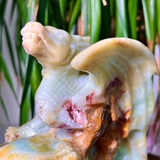 4.16LB Pure handmade carving, high-quality polished blue pine carving samples