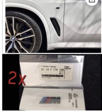 2x BMW M Sport Gloss Black OEM Side Wing Badge Emblem Adhesive 45x15mm