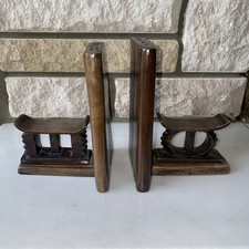 Vintage Wooden Bookends Pair
