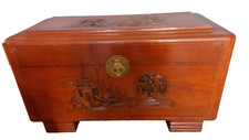 Vintage Chinese Carved Trunk Antique Camphorwood Large Chest Camphor wood