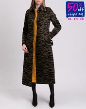 RRP €558 STAND STUDIO Donatella Long Coat FR34 US2 UK6 XS Wool Blend Zebra Print
