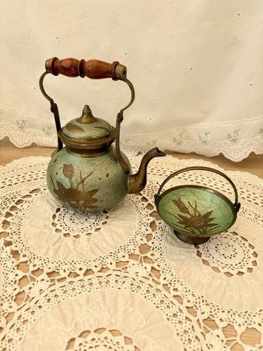 Vintage oriental brass - brass, green