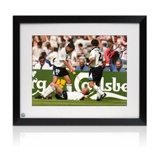 Paul Gascoigne Signed England Football Photo: The Dentist Chair. Framed