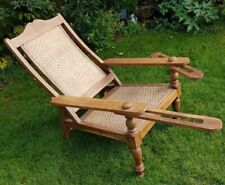 Vintage Plantation Chair Teak Rattan Colonial Bergere Armchair New England Cane