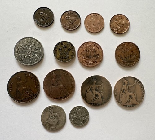 Old british coins vintage - old,