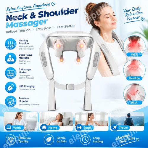 Neck shoulder massager heated - shoulder,