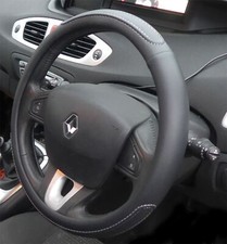 Black Steering Wheel Cover Soft Grip Leather Look for Renault Clio All Models