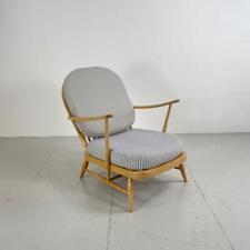 ERCOL WINDSOR ARM CHAIR REFURB'D BLONDE FRENCH TICKING RETRO VINTAGE #4163
