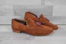 Fairfax & Favor Suede Mens Loafers Tassel Cognac & Purple Shoes UK 10  EU 44