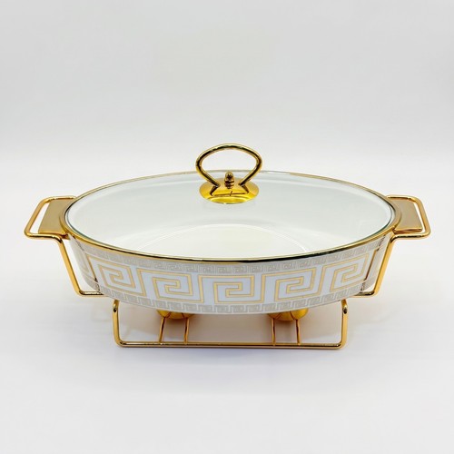 Oval ceramic chafing dish - ceramic,