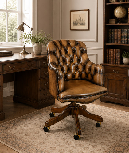 Antique chesterfield tan brown - antique,