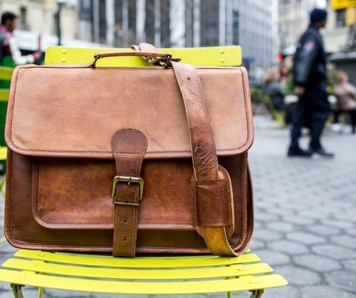 Bag leather vintage laptop - bag,