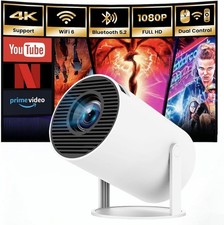 Pocket LED Projector 1280x720, Android 11, Wi‑Fi 6, Bluetooth, 40–130 inch