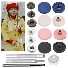 15mm S Spring Press Studs Snap Fasteners Plastic Cap No-Sew Snap Buttons Tools