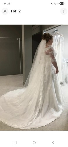 Wedding veil long white lace - wedding,