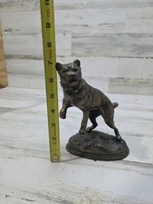 Bronze Bull Mastiff Dog Leaping Jumping Figure Statue 7" Bulldog Vintage