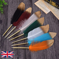 Feather Ballpoint Pen Quill School Office Gift Stationery Writing Pen Metal Gold