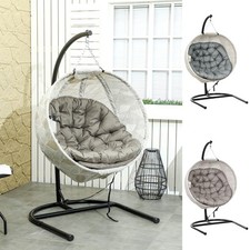 Garden Egg Chair Outdoor Indoor Hanging Swing Chair with Folding Basket