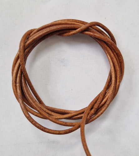 2mm round leather cord - leather, vintage