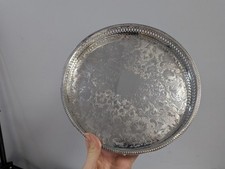 Antique Sheffield Silver Plate Floral Gallery Tray Footed with mirror finish 
