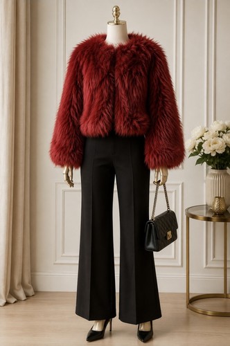 Hotimess burgundy red faux - red, fur