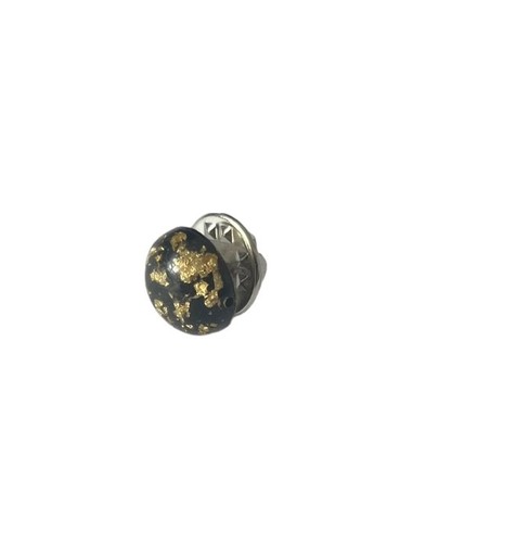 Black gold cabochon round - gold,