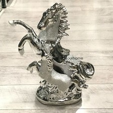 25cm ITALIAN SILVER HORSE ROMANY BLING ORNAMENT CERAMIC HOME DECOR GIFT LATEST