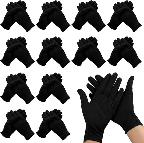 Pairs black cotton gloves - black,