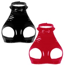 Womens Sexy Nipples Open PVC