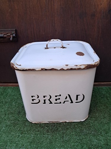 Vintage enamel bread bin - enamel,