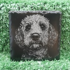 Slate coaster labradoodle - slate, labradoodle/dog