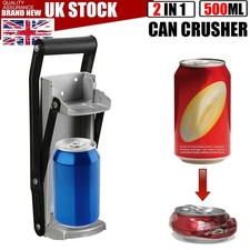 2IN1 16OZ 500ML LARGE BEER TIN CAN CRUSHER WALL MOUNTED  BOTTLE OPENER BLACK