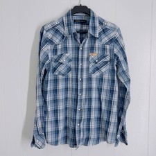 Diesel Men's Shirt Blue UK L Button-Up Plaid Long Sleeve Western Cowboy Preppy
