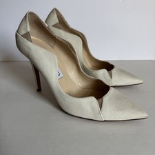 JIMMY CHOO "Tamika" 100mm Ivory Jagged Pump Leather - Size 37 Italy