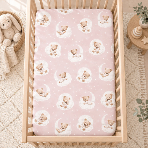 Pink teddy bear cot - teddy,