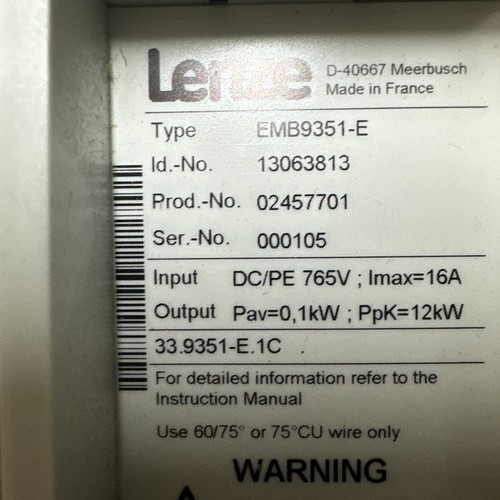 Lenze emb9351 servo drive - emb9351-e,
