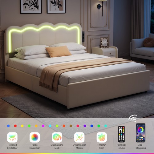 Upholstered led bed - led, frame